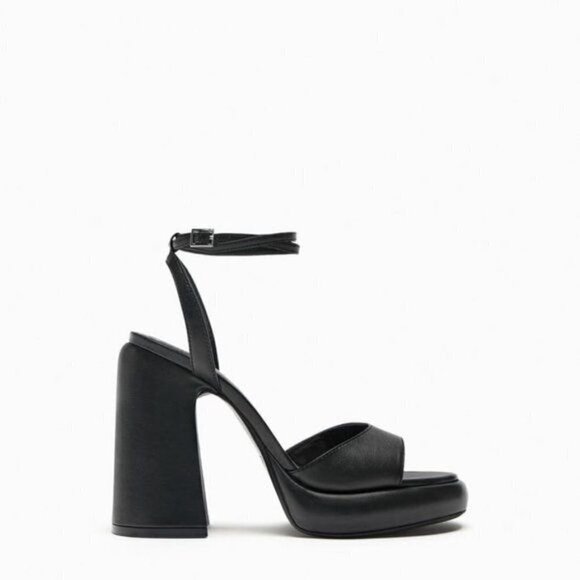 ZARA HIGH-HEEL PLATFORM SANDALS BLACK SIZE 6.5 | 3307/110 - Picture 2 of 13